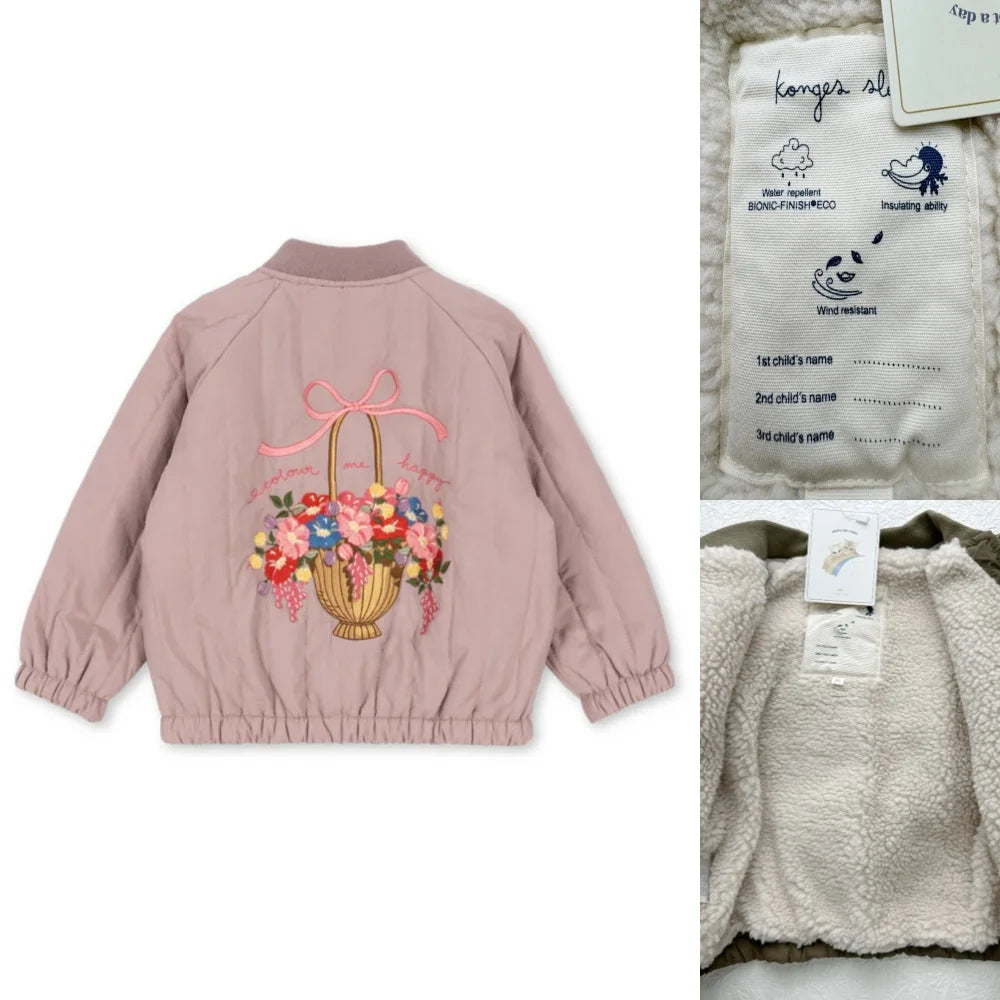 2025 KS Winter Baby Boys Cartoon Lambswool Jackets Kids Cotton Clothes Girls Jackets Outerwear Coats Boys Flight Suit Jackets