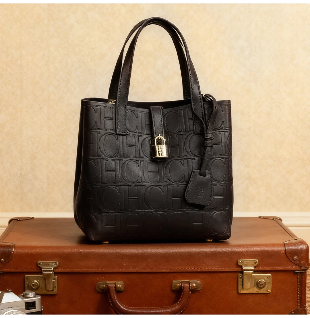 Embossed Ladies Crossbody Bag Letter Printing Design Ladies Handbag Large Capacity Tote Bag Elegant Temperament Ladies Should