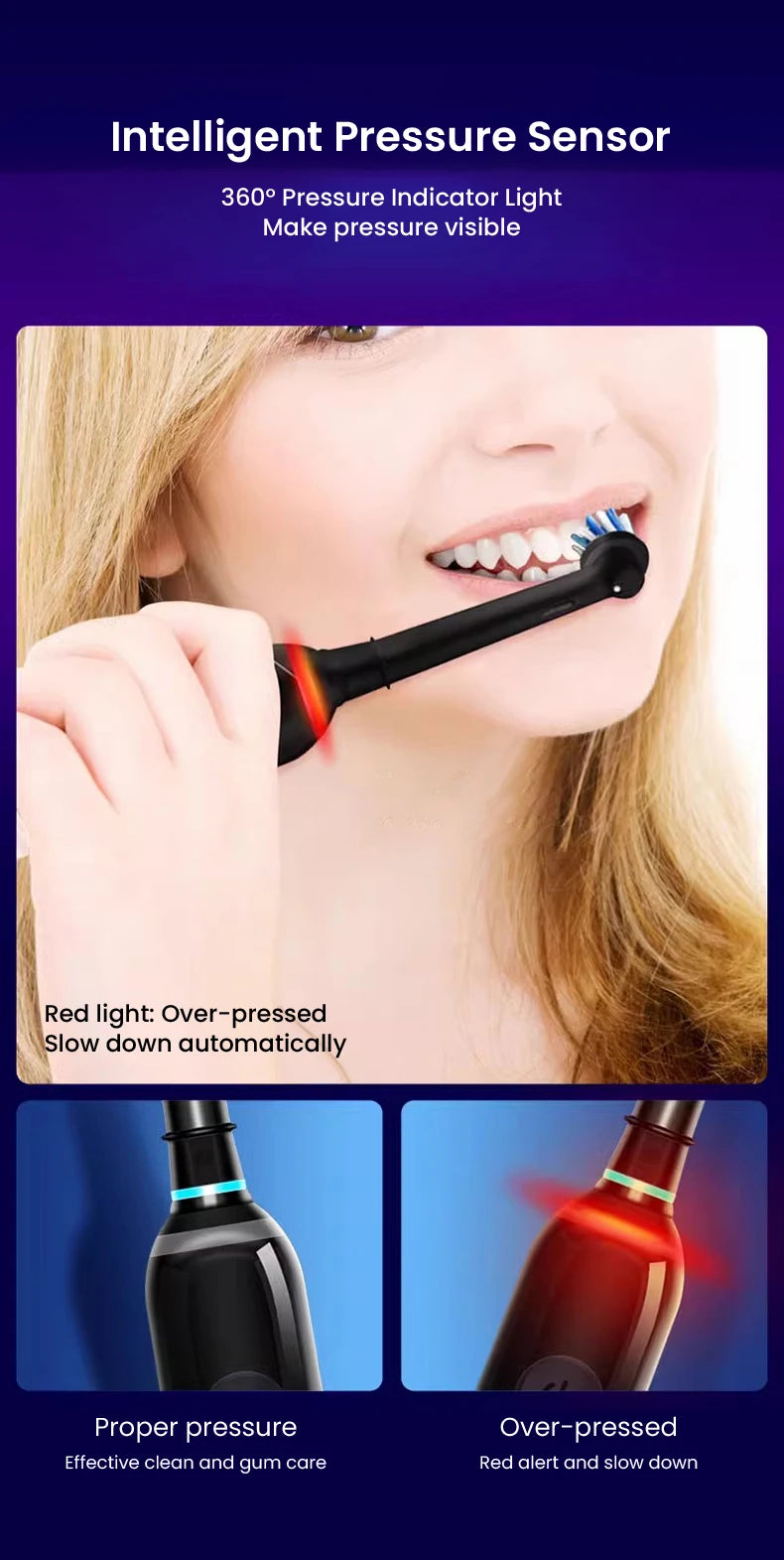 Oral B Pro 4 Ultra Electric Toothbrush 3D Rotation Rechargeable Teeth Brush Pressure Sensor 4 Brushing Modes 2 Min Timer