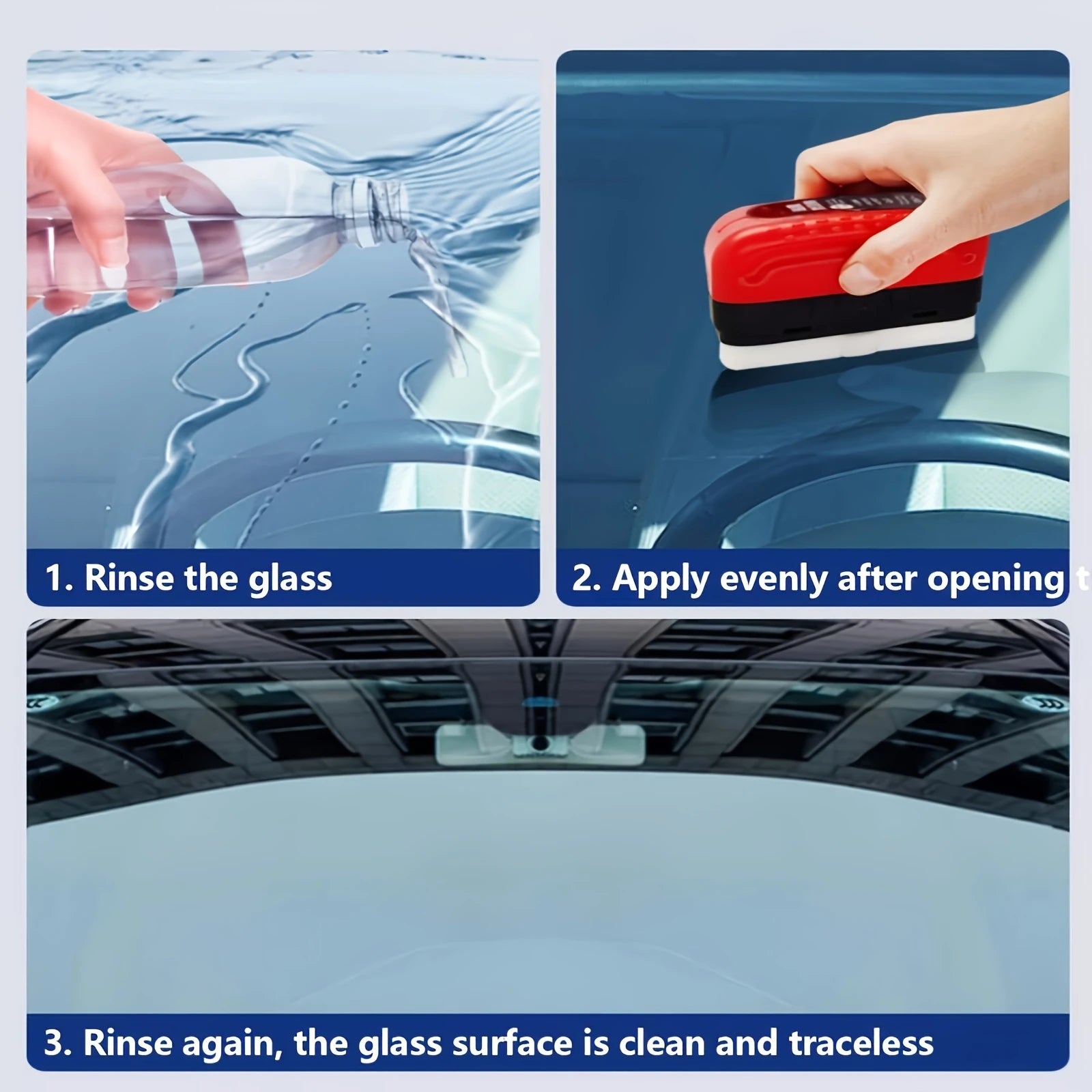 Car Glass Cleaner Cleaning Agent Powerful Windshield Cleaner Car Glass Sponge Cleaning Brush Water Spots Stain Auto Removal Oil