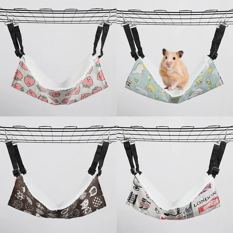 Warm Plush Hamster Hammock Small Animal Double-layer Thicken Sleeping Bag Nest Pets Rat Squirrel Hanging Cage House