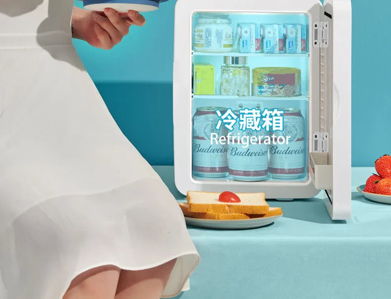 8L Mini Beauty Cosmetics Storage Refrigerator Mirror Car And Household Dormitory Office Fruit Beverage Breast Milk Cold And Hot