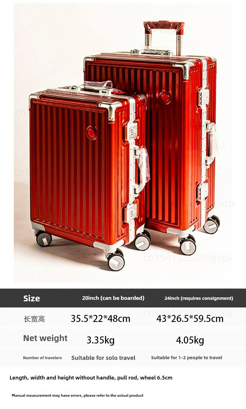 20/24 Inch Large Capacity PC Rolling Luggage Case TSA Combination Lock Business Metal Frame Travel Suitcase on Wheels Travel Bag