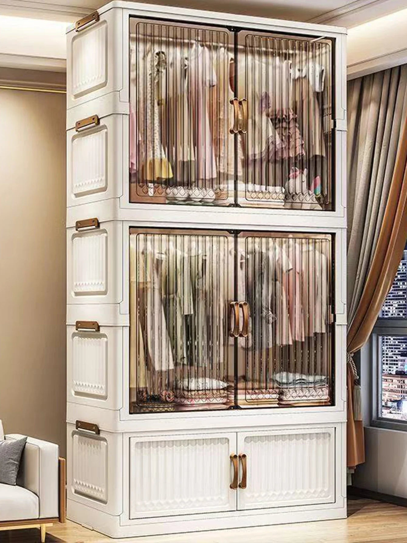 70/80cm Length Multifunction Folding Locker Large Capacity Dustproof Wardrobe Sundries Cabinet Closet Organizer