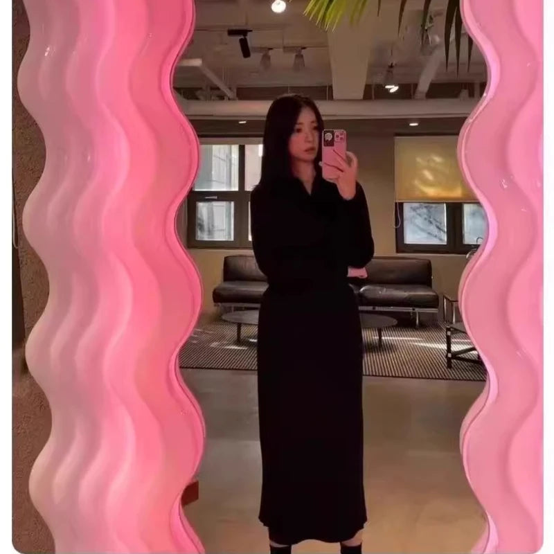 Luxury Furniture Nordic  clothing store  body lamp fitting mirror wave floormirror bedroom home cloakroom mirror bathroom decor