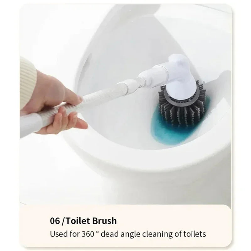 New 2000mAh 6-in-1 Electric Cleaning BrushWireless Electric Rotary Clean Brush Shower Clean Brush Kitchen Bathroom Home