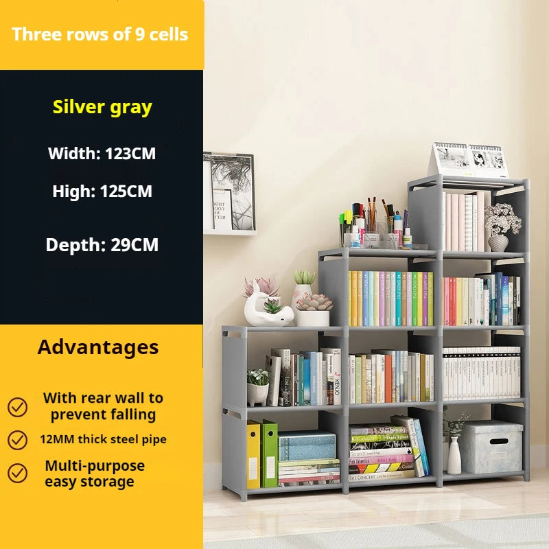 Bookshelf Simple Storage Locker Living Room Cabinets Easy Assembly Bookcase Multi-layer Metal Storage Rack 수납가구 이동식 수납장