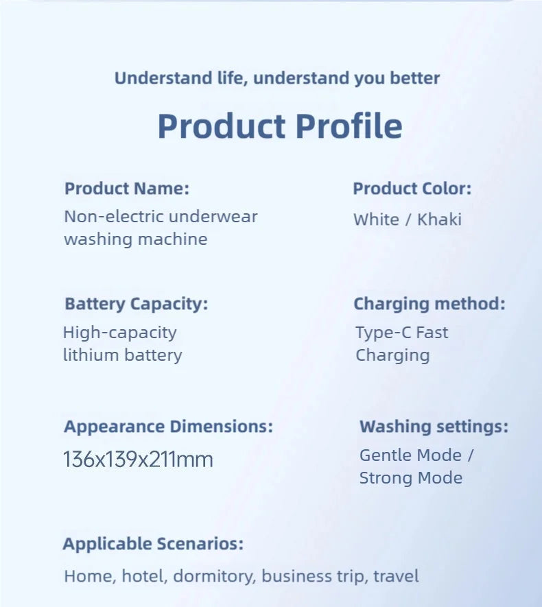 TINSOL New Mini Portable Washing Machine USB Charging Support Silent Fully Automatic Wash Essential for Dorms and Travel