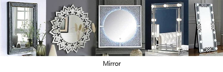 Hot Sale Crushed Diamond Hollywood Luxury Style Dressing Mirror LED Bulbs Floor Mirror