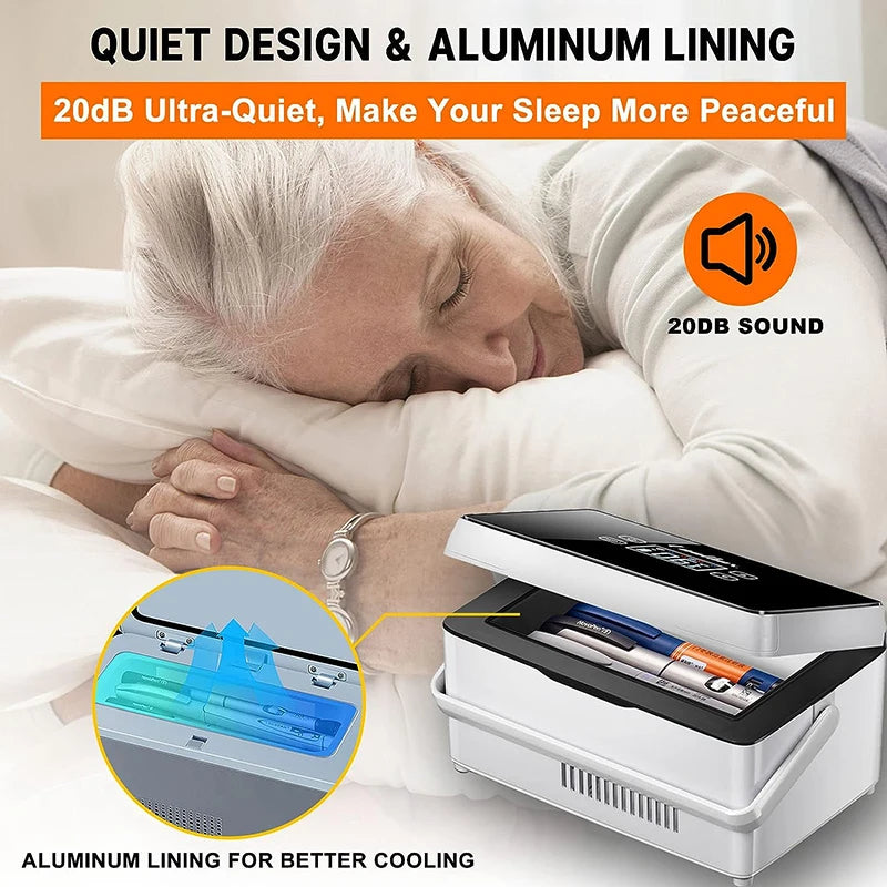 Insulin Refrigeration Box Medicine Cooler With 2 Batteries Large Capacity Car Refrigerator Suitable For Outdoor and Travel