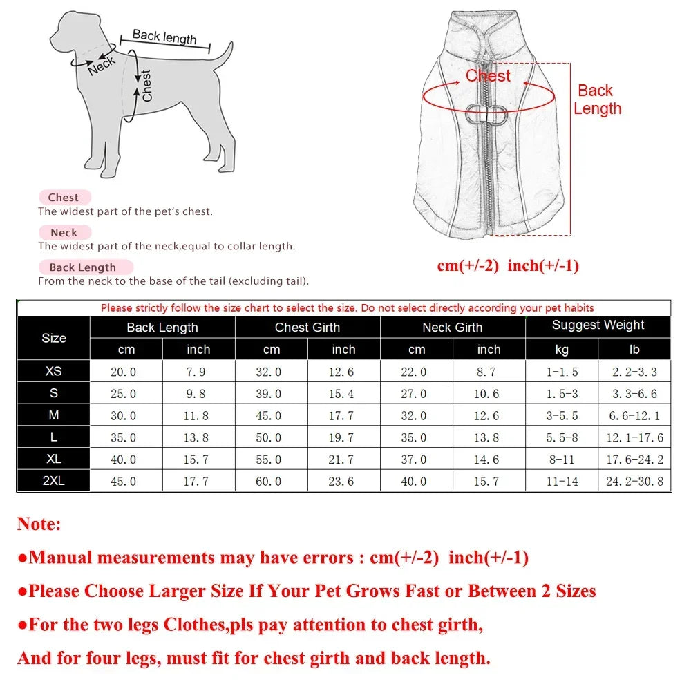 Waterproof Pet Vest Coat For Winter Warm Dog Jacket For Small Meidum Dogs Reflective Puppy Outfits With D-ring Chihuahua Apparel