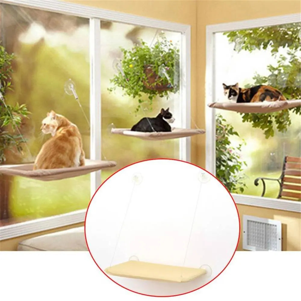 Cat Window Hammock Hanging Cat Bed Bearing Cat Sunny Window Seat for Indoor Cats Sleeping Space Saving Window Mounted Cat Bed