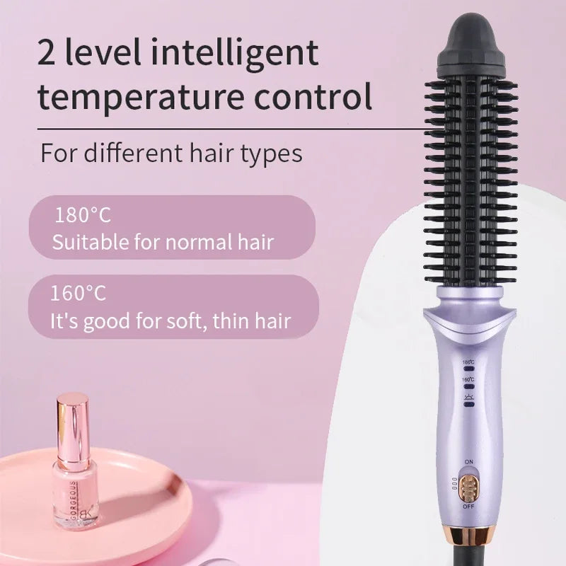 2 in 1 Hot Air Brush Hair Comb Mini Electric Brush Volumizer 2 in 1 Salon Hair Straightener Curler Portable Curling Styler