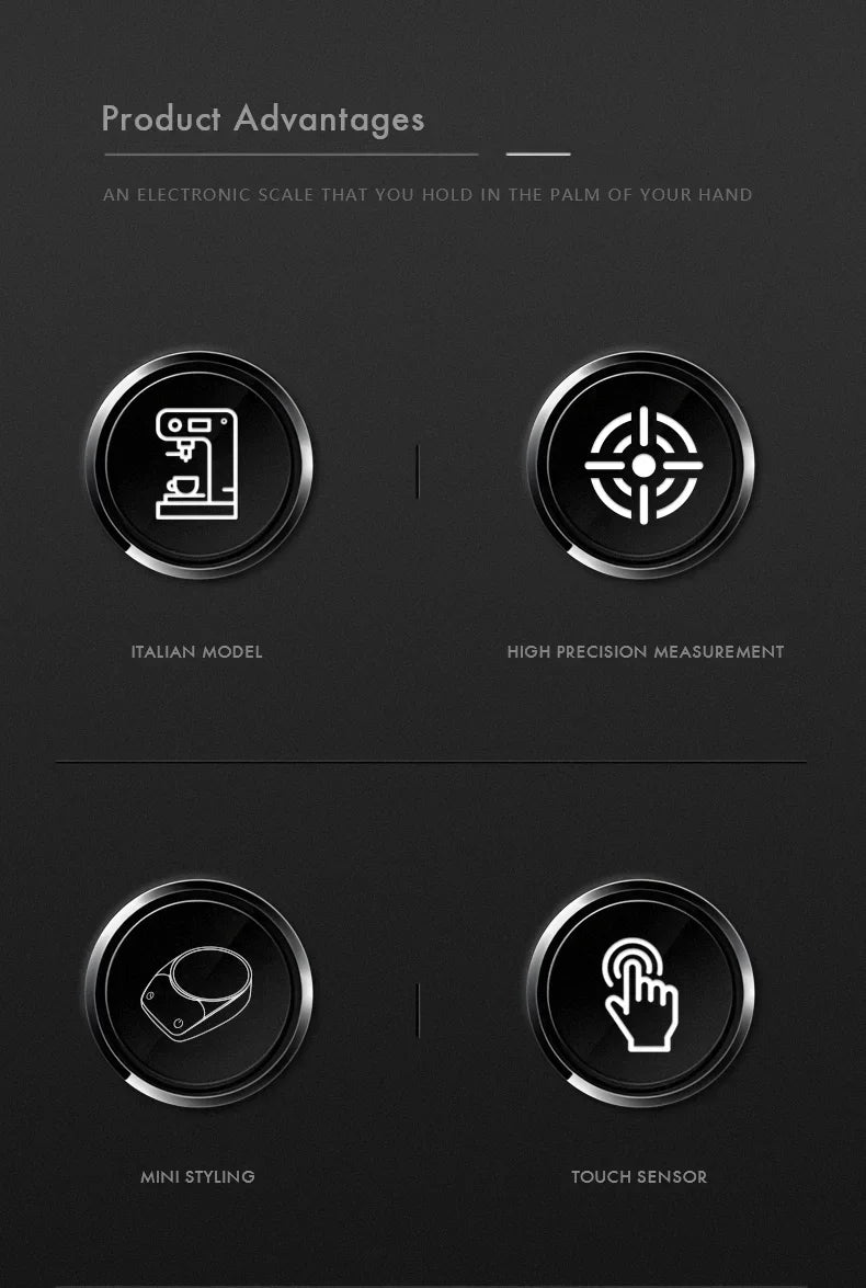 MUVNA-Mini Electronic Espresso Scale Weight 0.1g High Precision  LED Monitor Portable Coffee Scale Customized Receiving Cup Rod