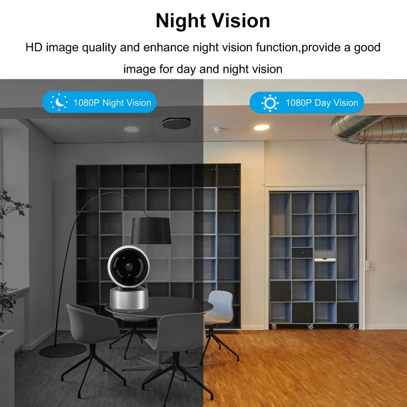 5MP WiFi Baby Monitor Security Camera, Tuya Smart Life APP, 355° PTZ Auto Tracking, IR Night Vision, 2-Way Audio Indoor IP Cam