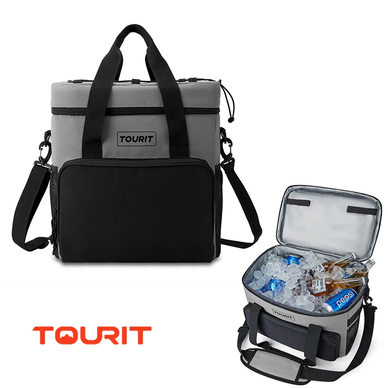 TOURIT Thermal Cooler for Drinks 14.6L 24L 32L Foldable Insulated Cooler Bag Leakproof Car Refrigerator Bag Food Delivery Bag