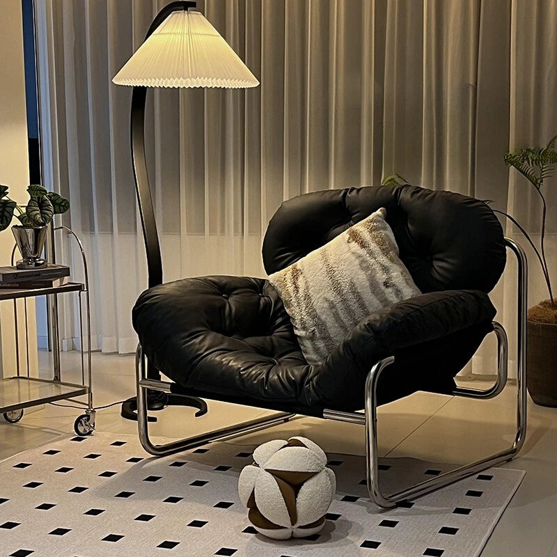 Leather Single Living Room Armchair Adjustable Recliner Chairs Comfortable Backrest Chair Light Luxury Living Room Furniture