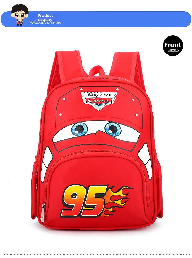 Disney  Cars Lightning McQueen 95 Flame Backpack for  child Water Resistant School Bag Adjustable Strap Multi-Color Cartoon Gift
