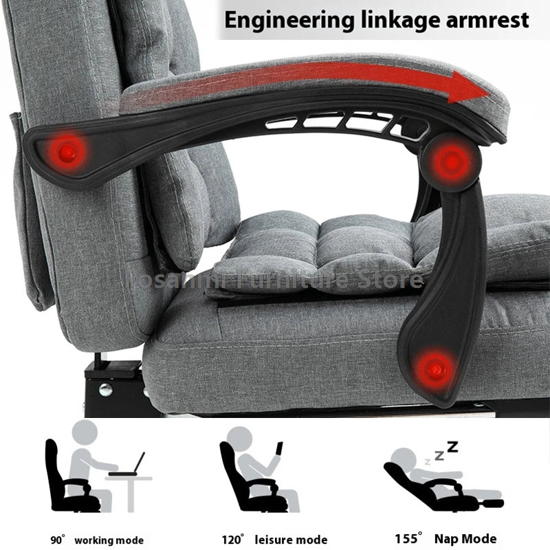 Comfy Fabric Gamer Computer Chair with Removable Soft Cushion Ergonomic Reclining Gaming Chair Adjustable Office Home Desk Chair