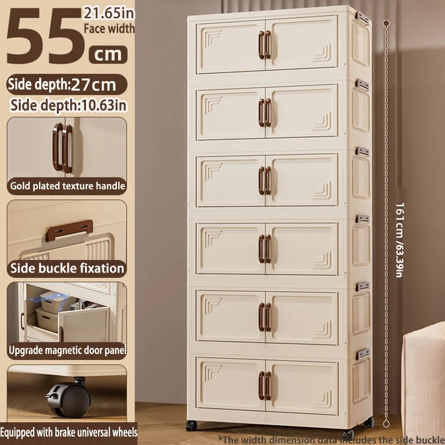 45/55/65cm Length Multifunction Folding Storage Cabinet Dustproof Wardrobe Large Capacity Sundries Cabinet