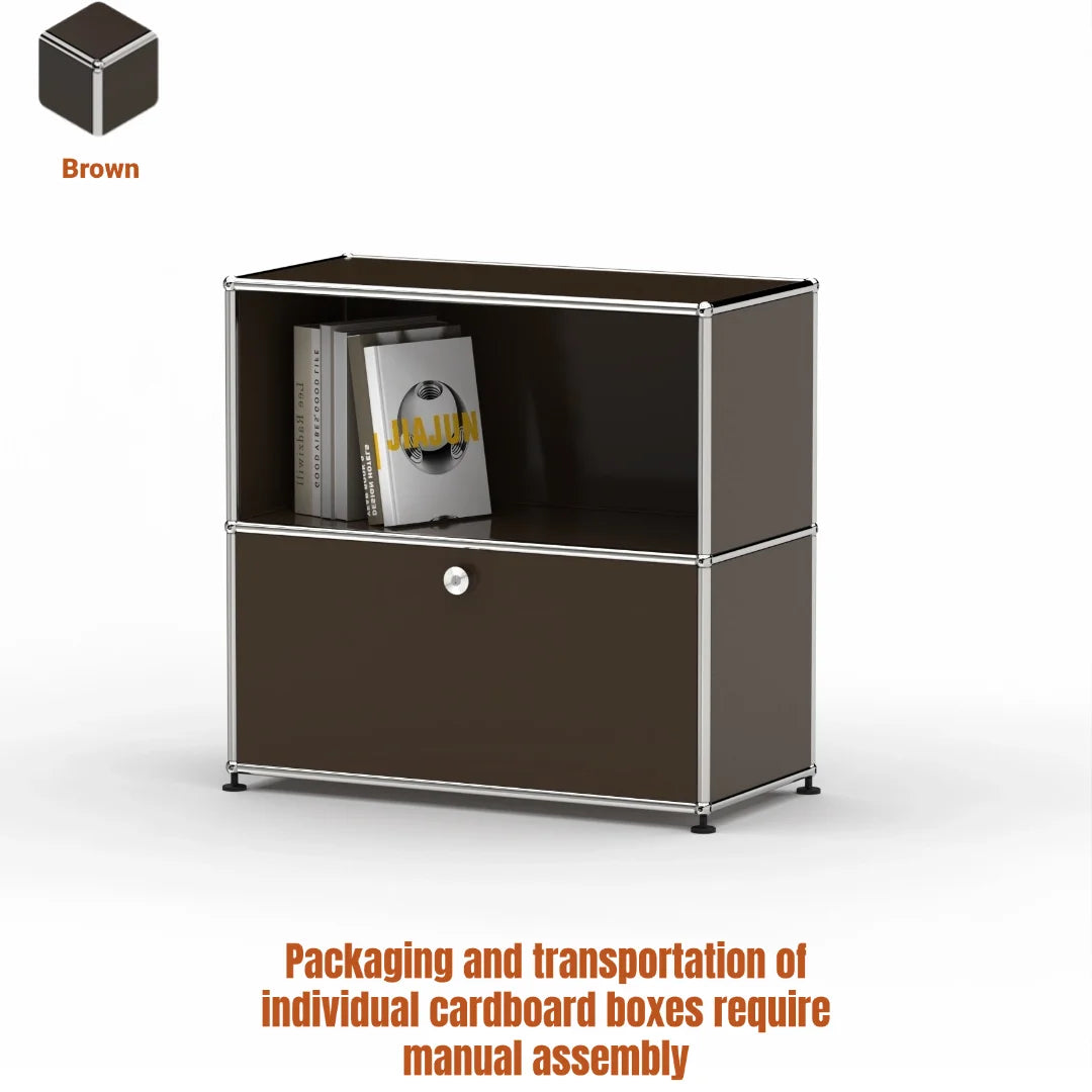 Modern Steel Flip Door Cabinet｜2-Tier Modular Storage Unit｜Custom Color Metal Organizer for Entryway, Living Room or Office