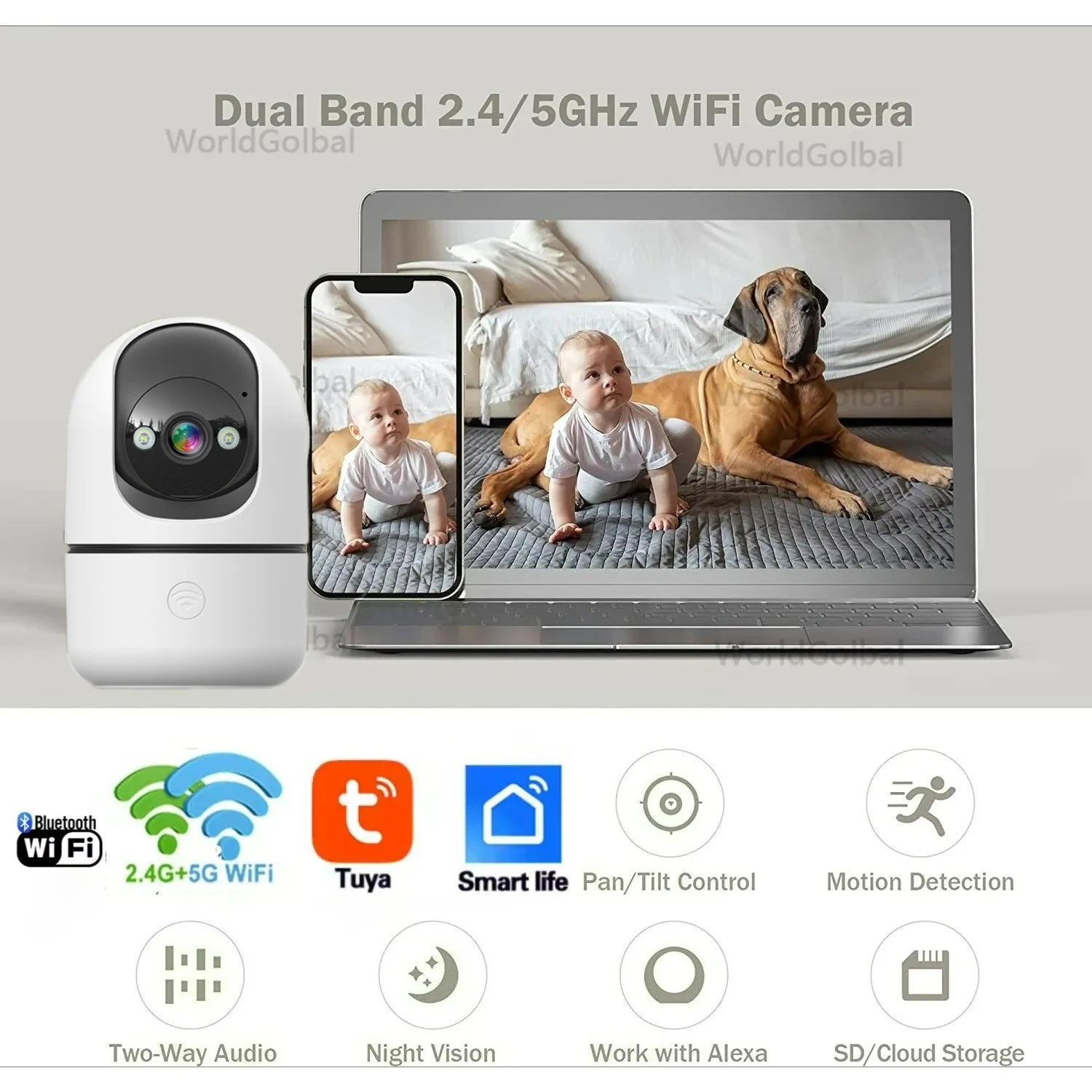 Tuya 8MP 5G WiFi Camera Tuya Smart Home Wireless IP Surveillance Camera AI Detect Automatic Tracking Security Baby Monitor TUYA