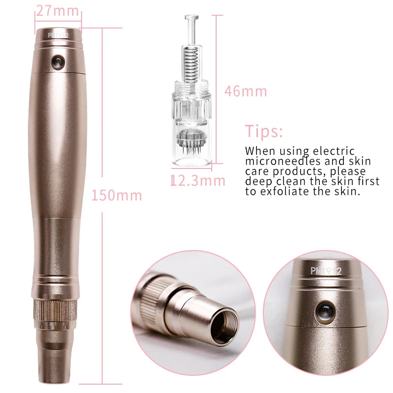 Professional Derma Pen Microneedle Pen With Needles Cartridges Skin Care Device Wireless Microneedling Machine Beauty Tool