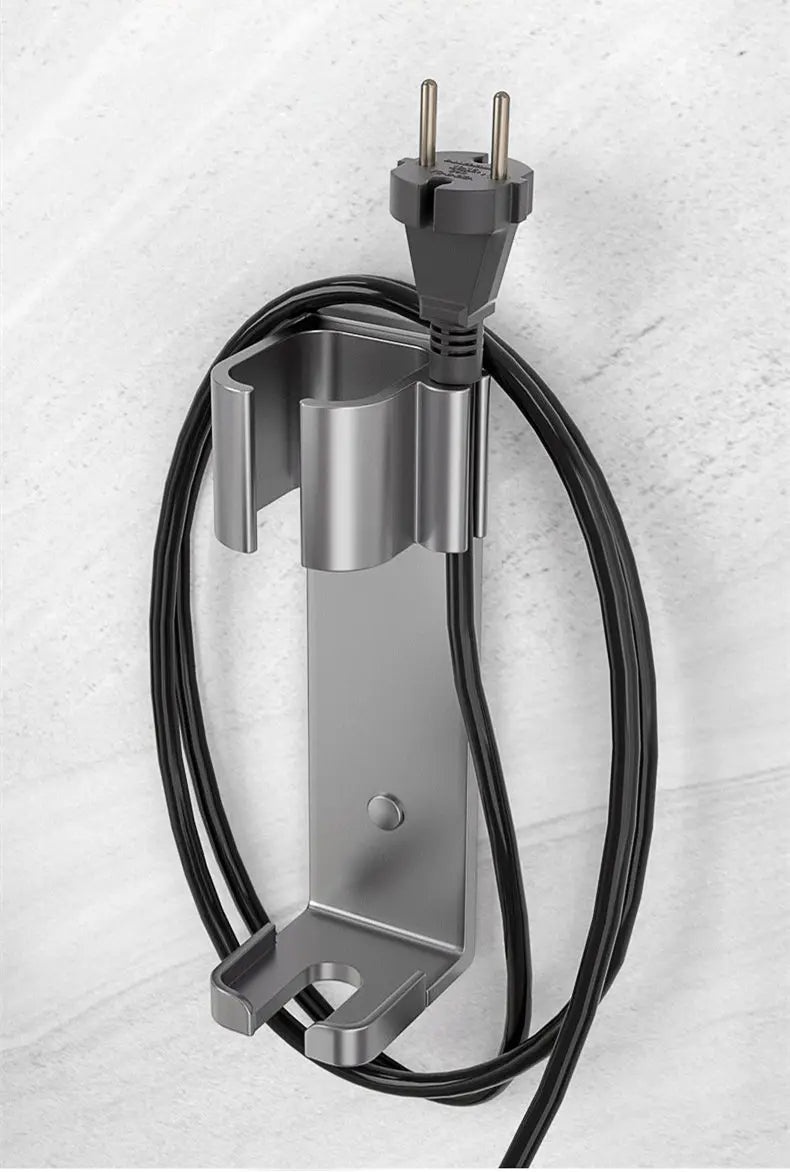 Bathroom Hair Tool Holder Space Aluminum Straightener Holder Rack No Punching Hair Curler Holder Build In Cable Management Slot