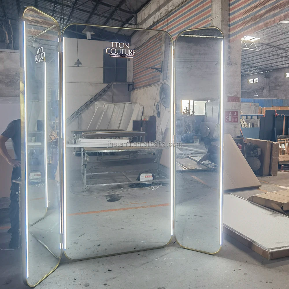 Standing Mirror Luxury Large Floor Mirror Square Round Full Length Mirror for Bridal Shop