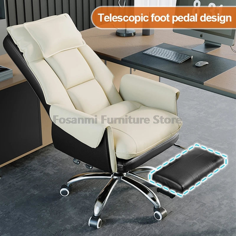 Adjustable Height Home Computer Office Chair with Soft Headrest Reclining Leather Gaming Armchair Ergonomic Swivel Desk Chairs
