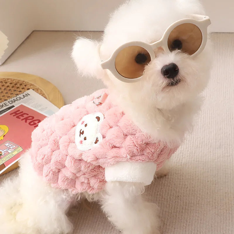 Pet Dog Warm Coat Winter Dog Clothes Kitten Puppy Vest Fleece Dog Costume Chihuahua Bichon Clothing Cardigan Girls Dog Apparel