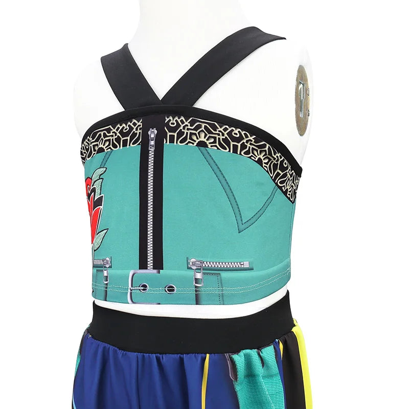 Girl Devil Hunter Pop Singer Embroidered Coat Top Shorts Tassel Necklace 4-piece Halloween Stage Set 4-12-year-old Girl Clothes