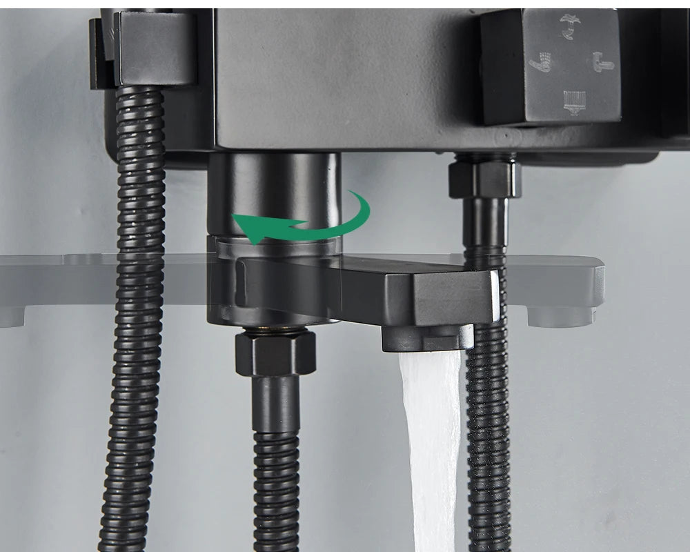 Black Gold Bathroom Shower System Brass Hot Cold Bathroom Faucets Set Accessories 10 Inch Stainless Steel Rain Shower Head