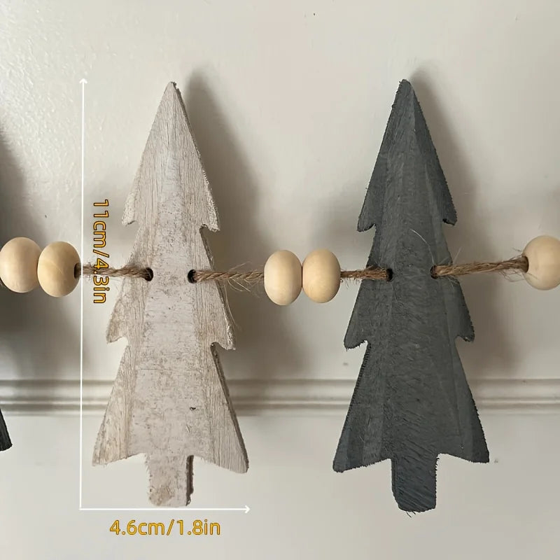1Set Trees And Wooden Beads Perfect Combination Of Garland Winter Christmas Decoration Fireplace Decoration Wooden Garland