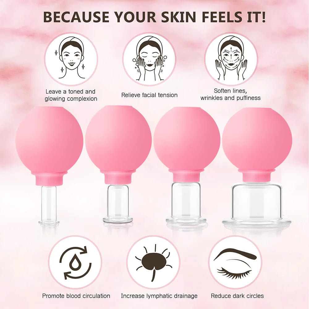 1/4PCS Rubber Massage Body Cups Vacuum Face Cupping Massage Cupping Facial Skin Lifting Body Anti Cellulite