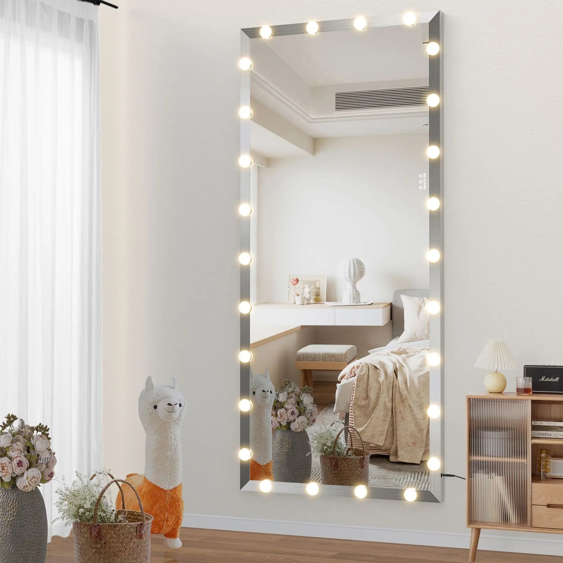 Smart LED full-body mirror with lamp full-length mirror household wall-mounted vertical floor mirror