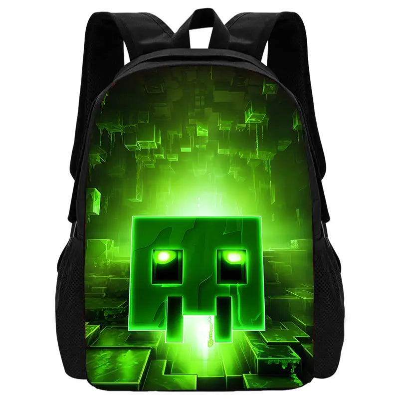 Child School Backpack Game Mine World M-MINE-CRAFTES with Lunch Bags ,Pencil Bags ,School Bags for Boys Girls Best Gift