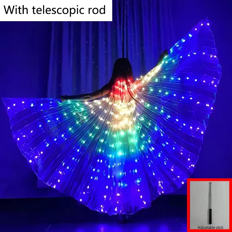 LED Luminous Butterfly Wing Belly Dancing Performance Costumes Stage Show Christmas Party Lighting Cloak Luminous Butterfly Wing