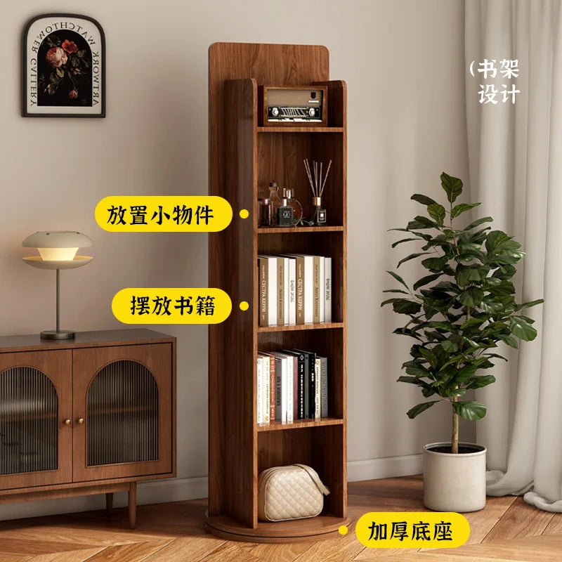 Removable magazine bookshelf rotating full-length mirror vertical full-body floor rotating storage integrated fitting mirror
