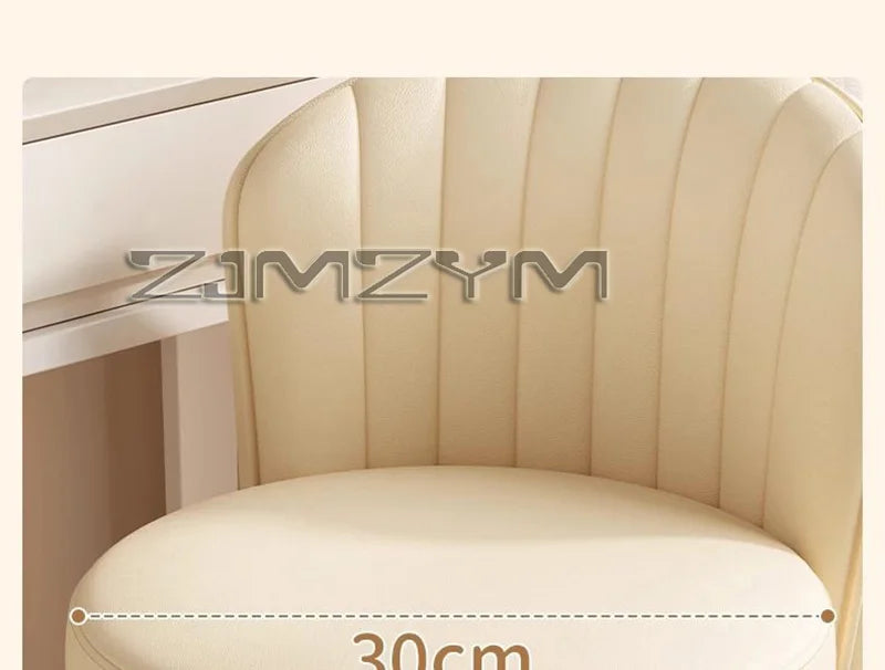 Leather Chair Rotatable Shell Seat Adjustable Rotary Stool for Home Makeup Wear-Resistant Chair for Studios,Wheel-slip Back Chai