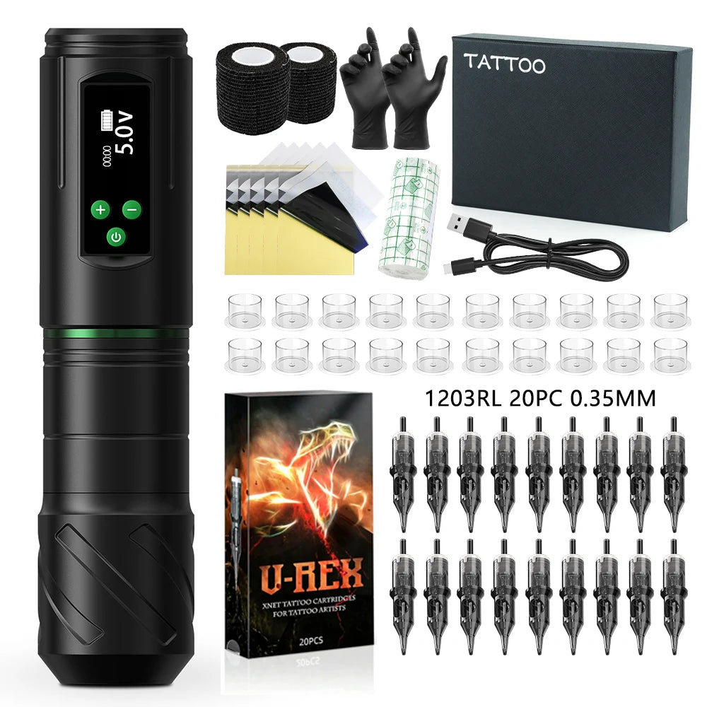Tattoo Kit T-Rex Cordless Tattoo Machine Kit Permanent Makeup Tattoo Machine Kit Tattoo Pen Kit Beginner Tattoo Complete Kit
