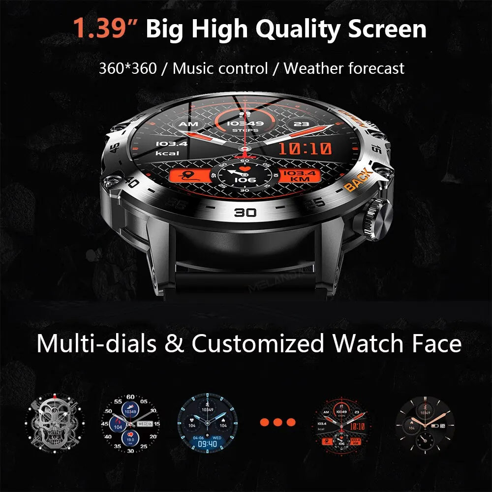 MEVADEN 1.39 inch Bluetooth Call Smart Watch Men Sports Fitness Tracker Watches IP67 Waterproof Smartwatch for Android IOS MD52
