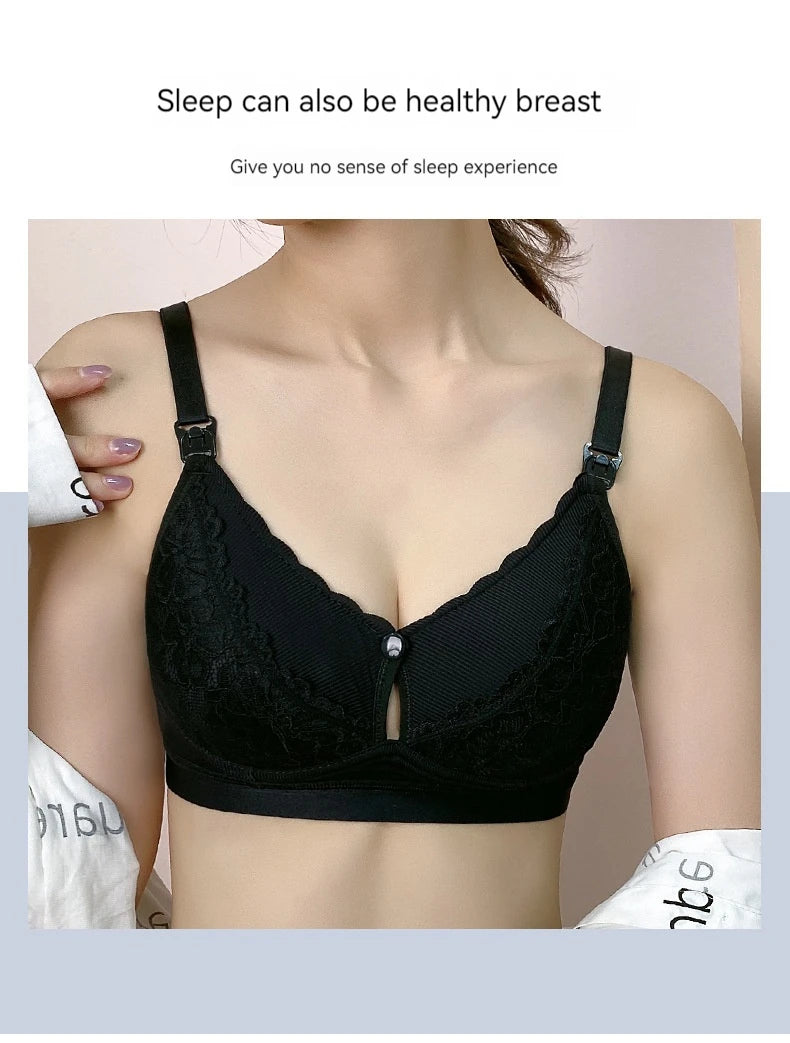 New Cotton Soft Comfortable Pregnant Women's Breastfeeding Bra Gathering Anti sagging and Steel Ring Free Women's Underwear