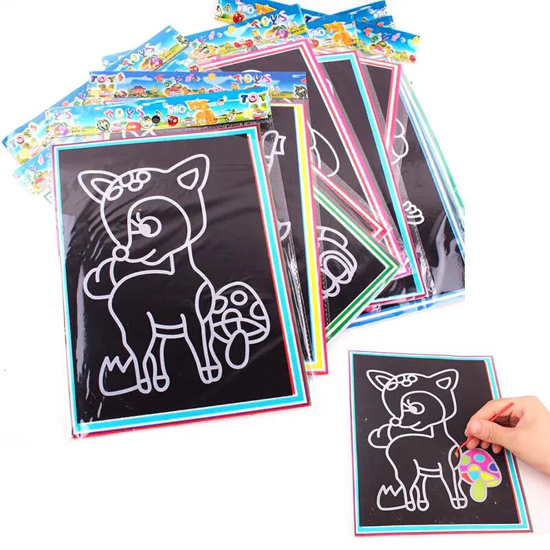 10pcs Magic Scratch Art Painting Cards for Kids Doodle Toys for Boys Girls Early Educational Learning Drawing Toys for Children