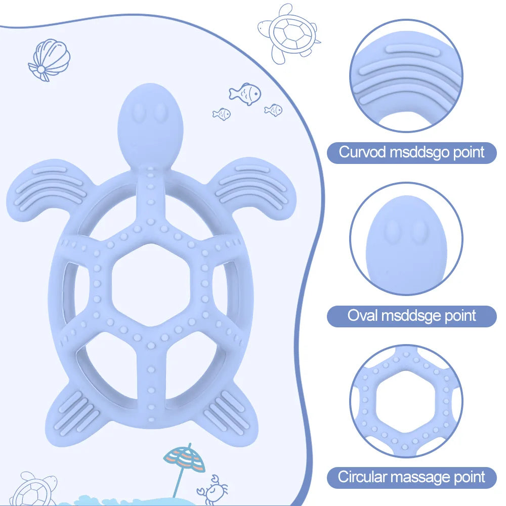 1pc Baby Silicone Teether Rodent Cartoon Animals Food Grade Silicone Turtle DIY Teething Toys For Teeth Rod Teethers Gift