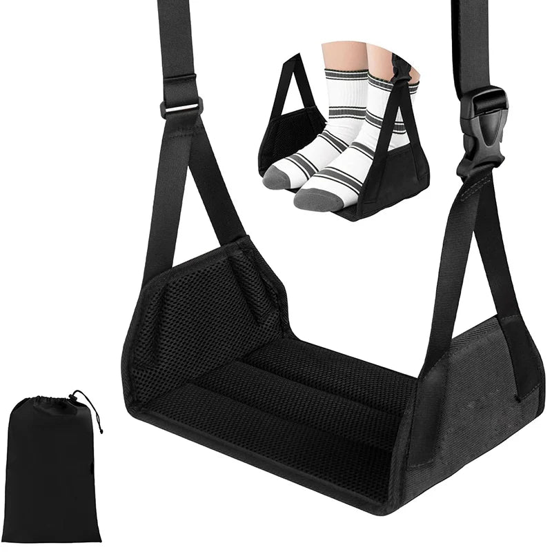 Newest Foot Hammock Foot Rest With Adjustable Strap Foe Airplane,Portable Desk Foot Hammock For Plane Travel Office Working