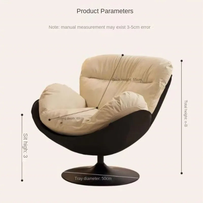 X&D Nordic Single Rotating Sofa Modern Simple Home Living Room Balcony Bedroom Eggshell Chair Light Luxury Lazy Rocking Chair