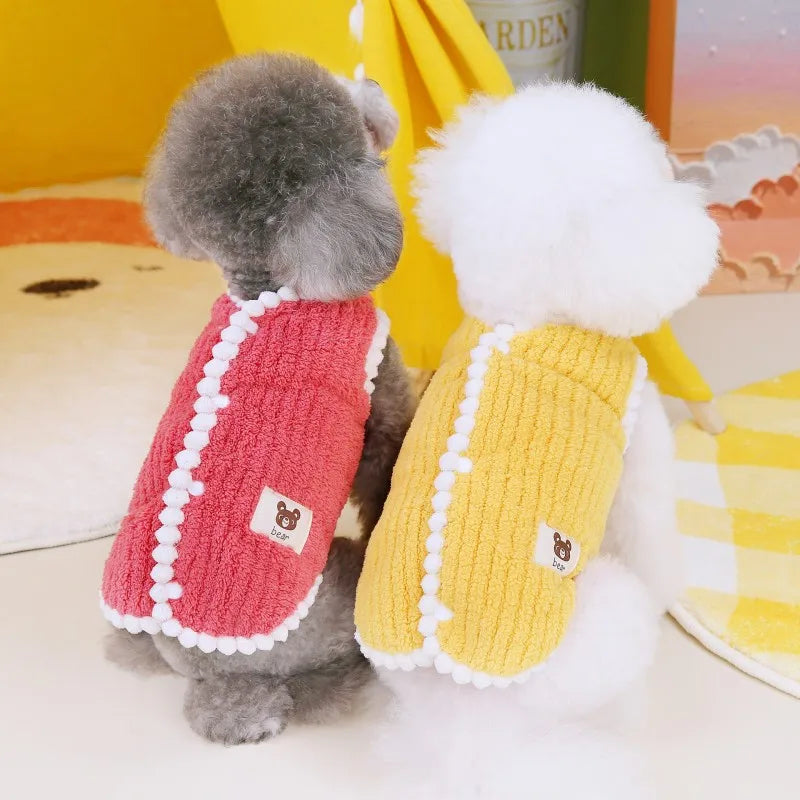Pet Dog Warm Coat Winter Dog Clothes Kitten Puppy Vest Fleece Dog Costume Chihuahua Bichon Clothing Cardigan Girls Dog Apparel