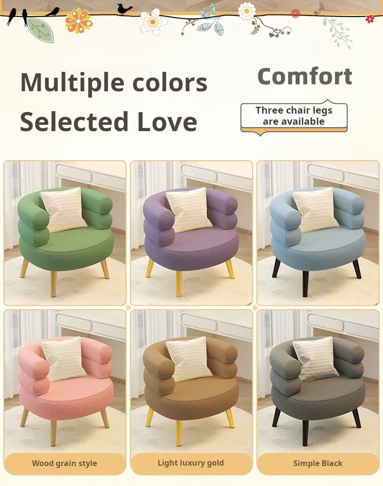 Modern Living Room1-Person Sofa Comfortable Bedroom Fluff Armchair Nordic Simple Nail Salon Makeup Chair Dressing Table Stool