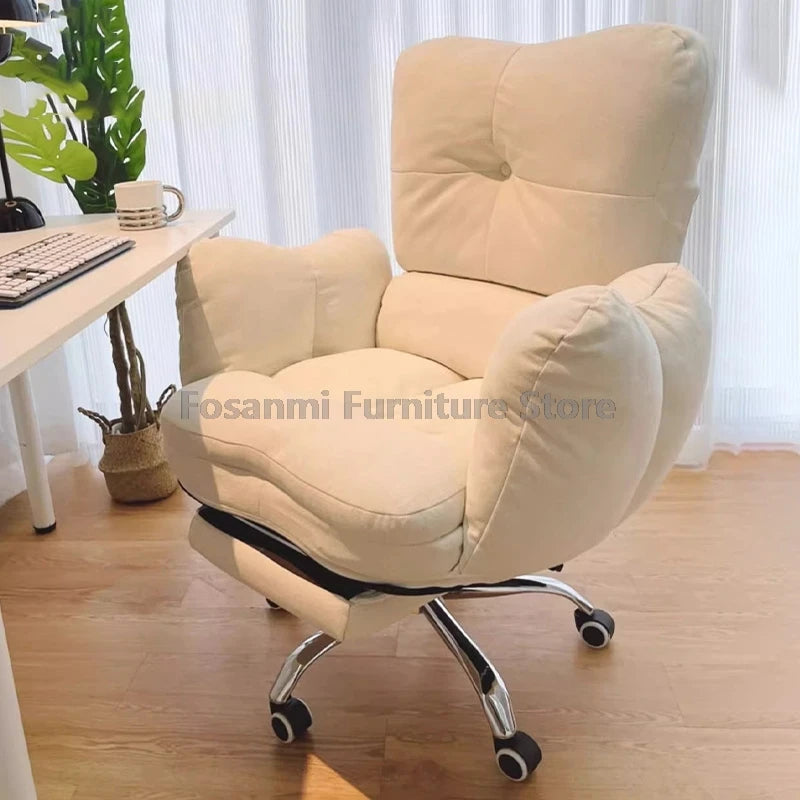Soft Cloth Wide Fixed Armrests Home Gaming Desk Chair Leather Thick Ergonomic Office Chair Adjustable Gamer Computer Sofa Chairs